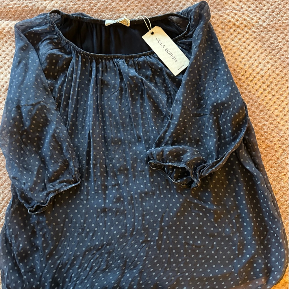 Navy Polka Dot Women's Blouse